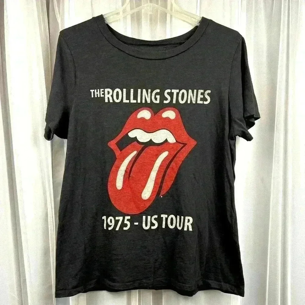 THE ROLLING STONES (2020) Official Women's 1975 US Tour Tongue Logo T-Shirt‎ XL